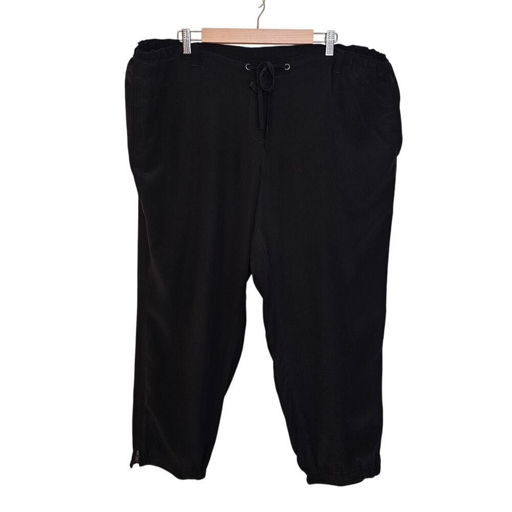 Eileen Fisher Woman 100% Silk Black Jogger Minimalist Pants Size 2X